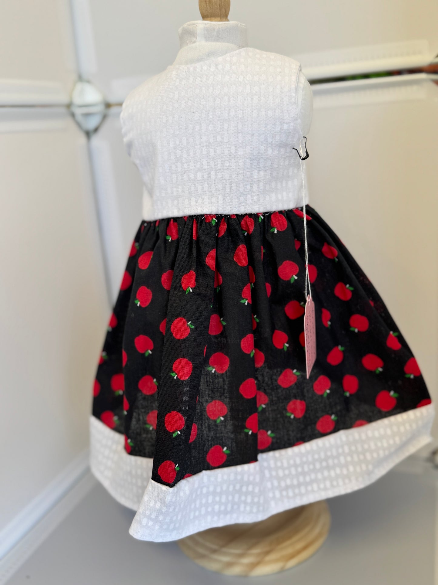 Handmade 18" Doll Clothes - Back to School Dress - Apples & Bag