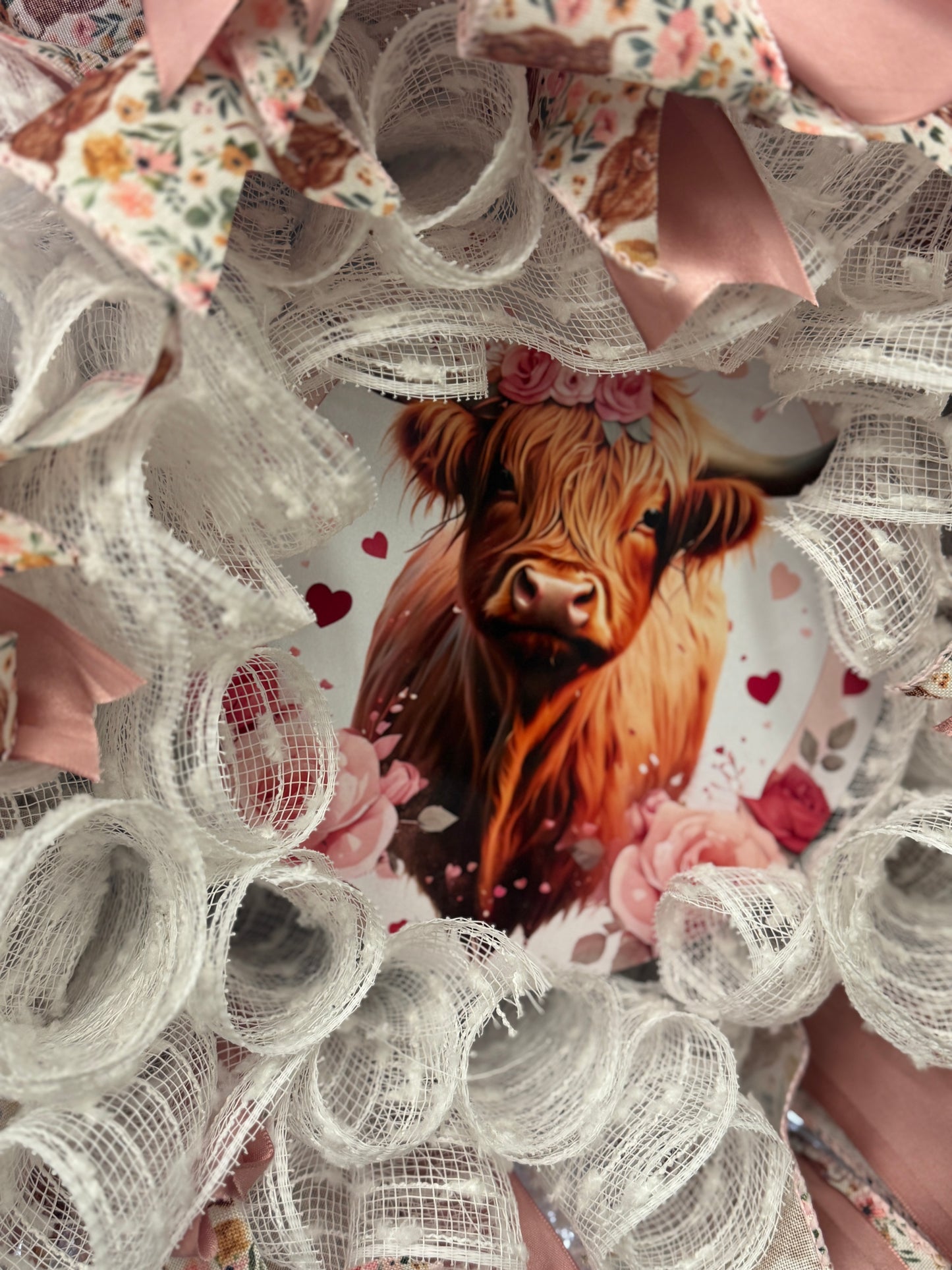 Handmade Deco Mesh Wreaths - Highland Cow