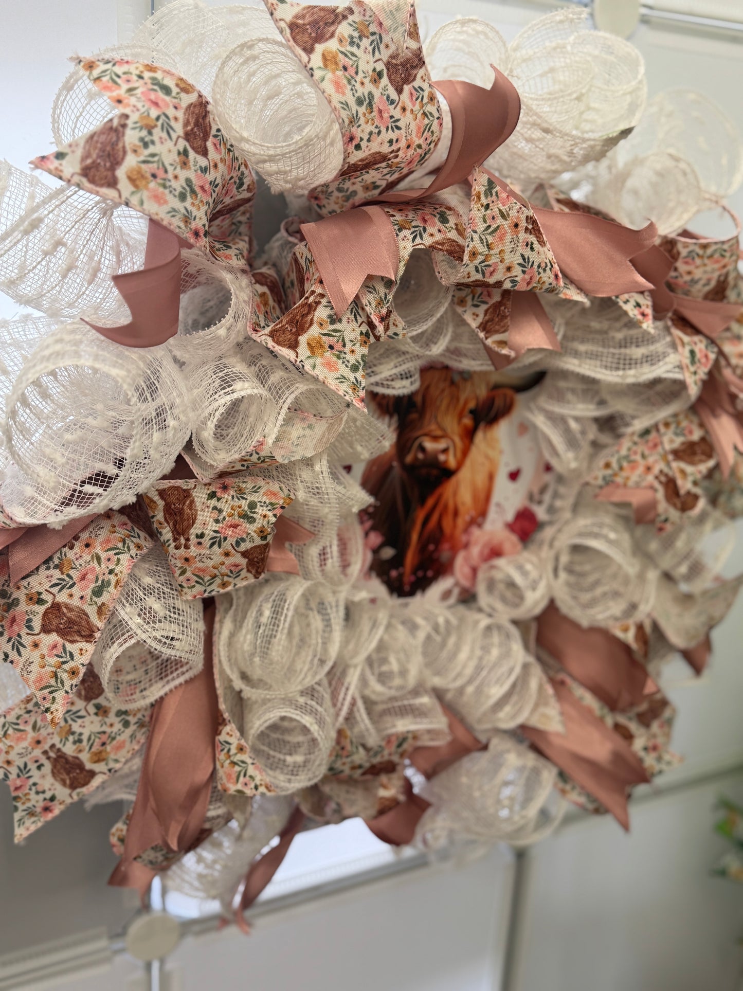 Handmade Deco Mesh Wreaths - Highland Cow