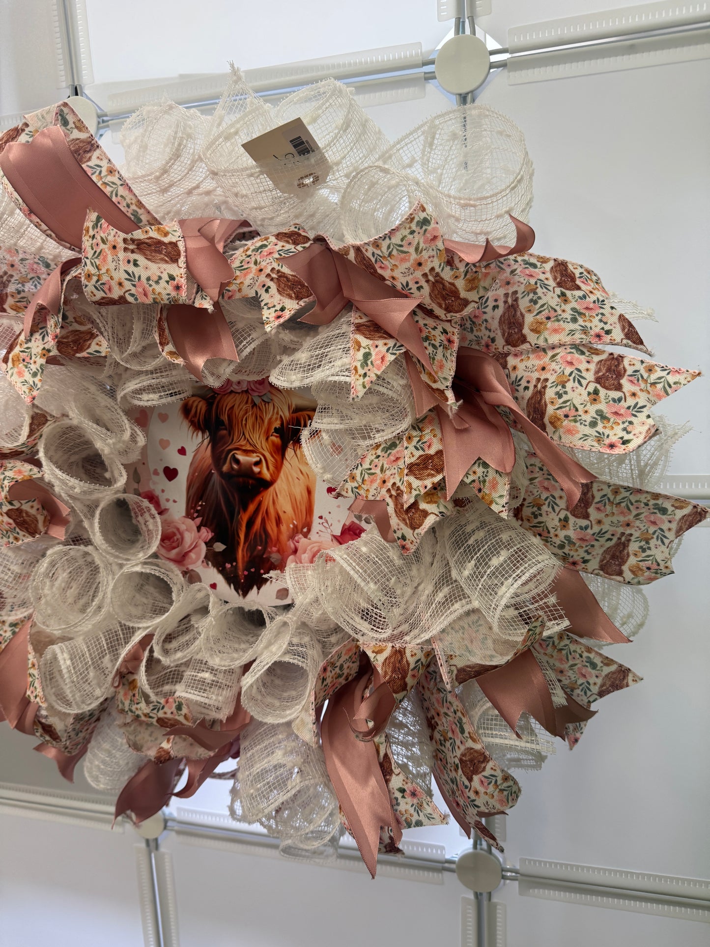 Handmade Deco Mesh Wreaths - Highland Cow