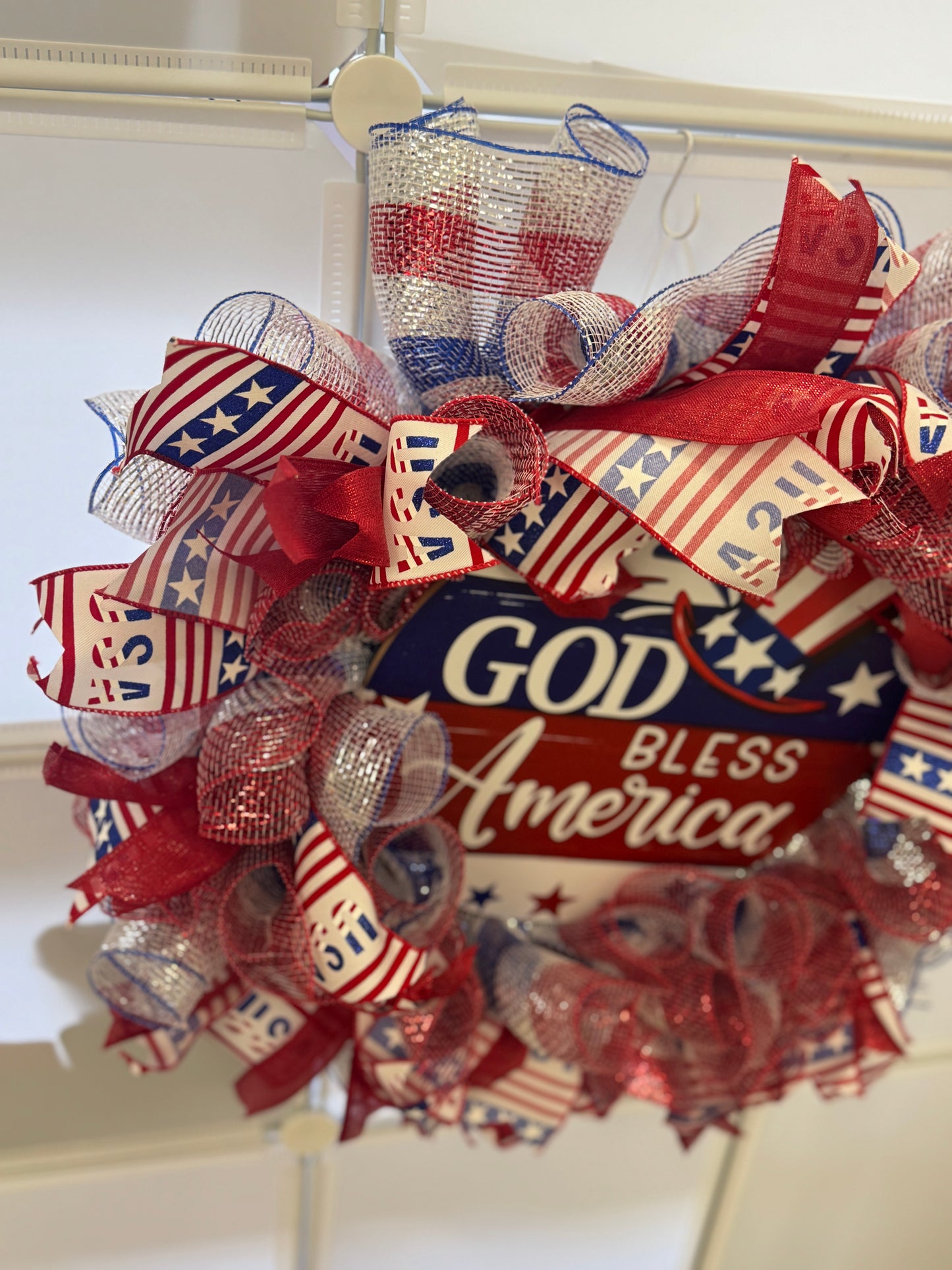 Handmade Deco Mesh Wreaths - God Bless America