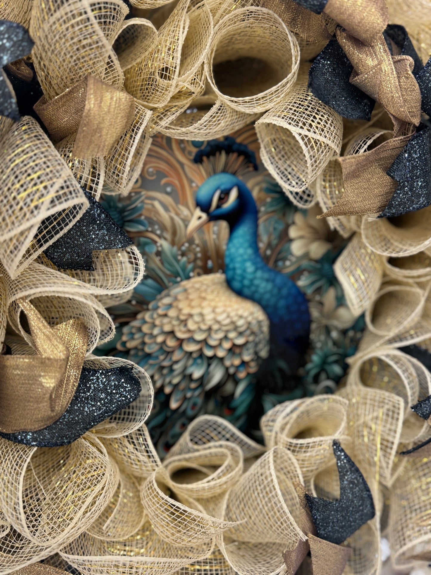 Handmade Deco Mesh Wreaths - Peacock