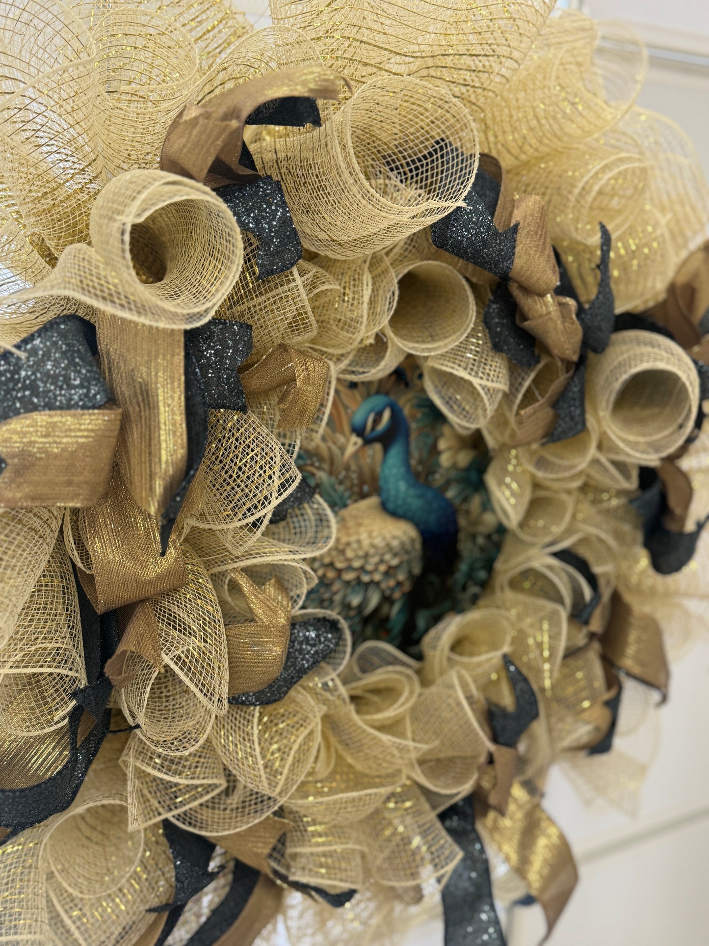 Handmade Deco Mesh Wreaths - Peacock
