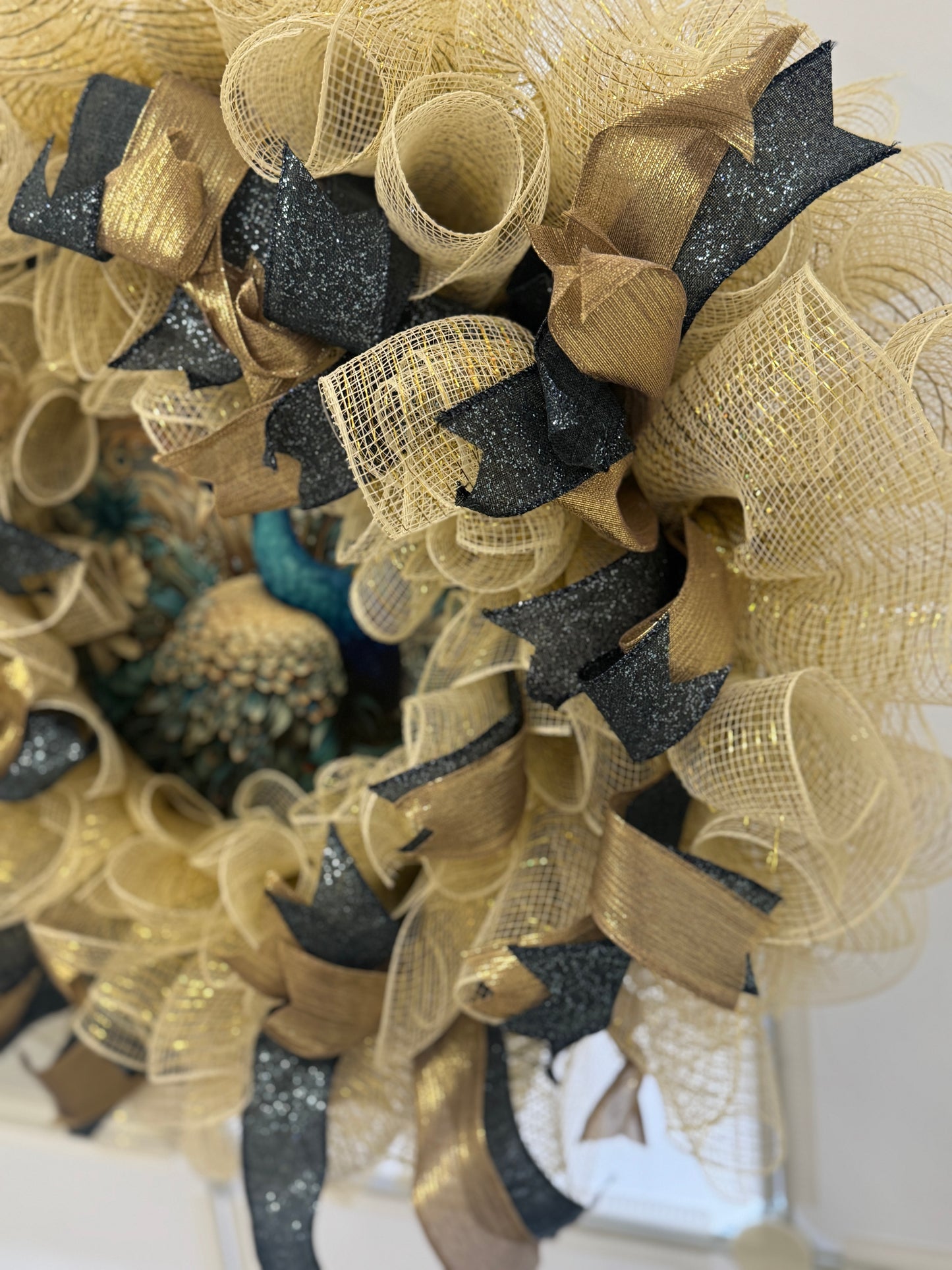 Handmade Deco Mesh Wreaths - Peacock