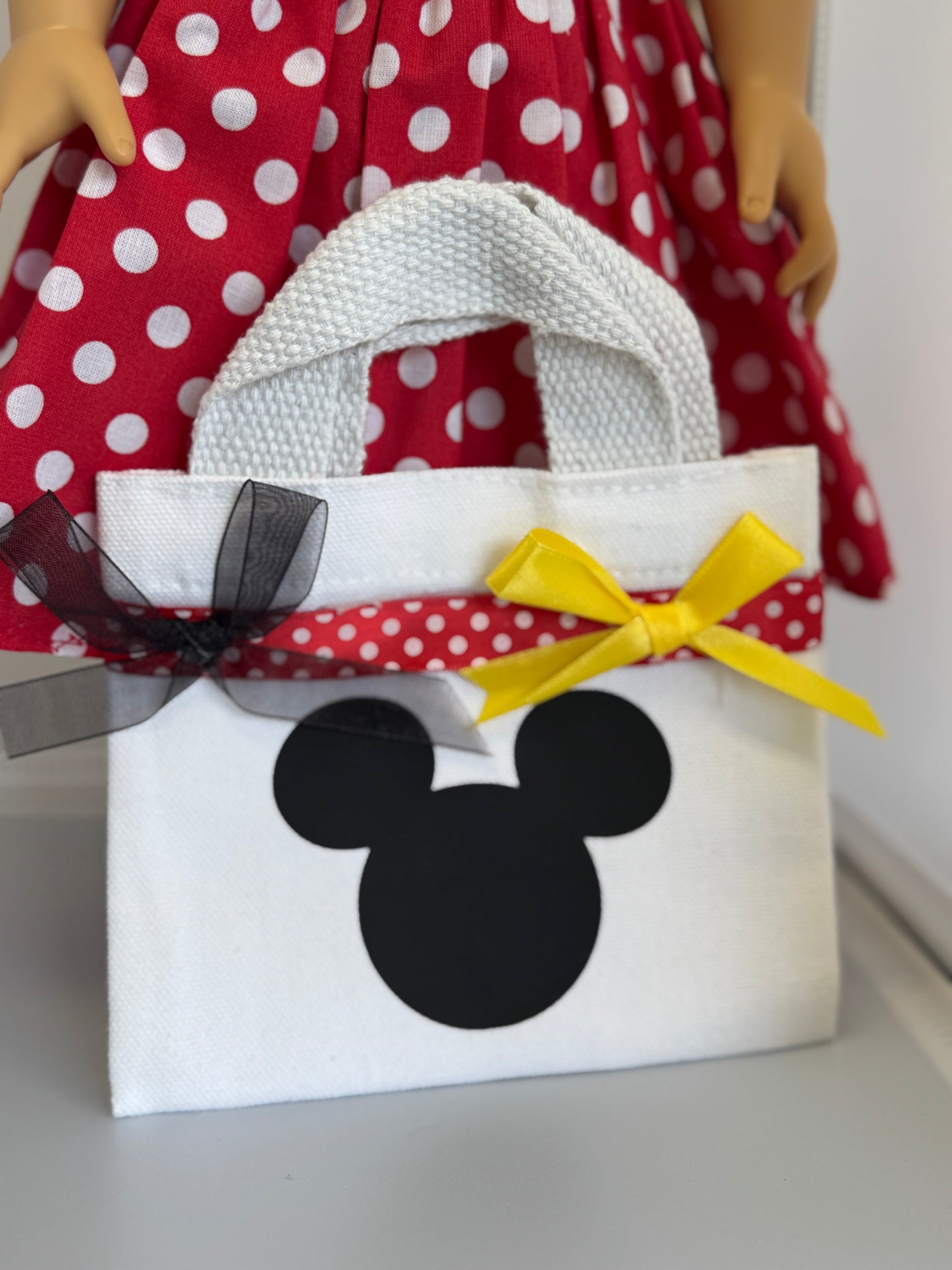 Handmade 18" Doll Clothes - Black Red & White Polka Dot Dress & Bag