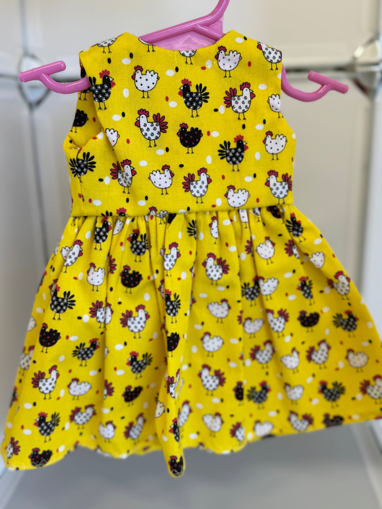 Handmade 18" Doll Clothes – Yellow Chicken Dress w/ Bow