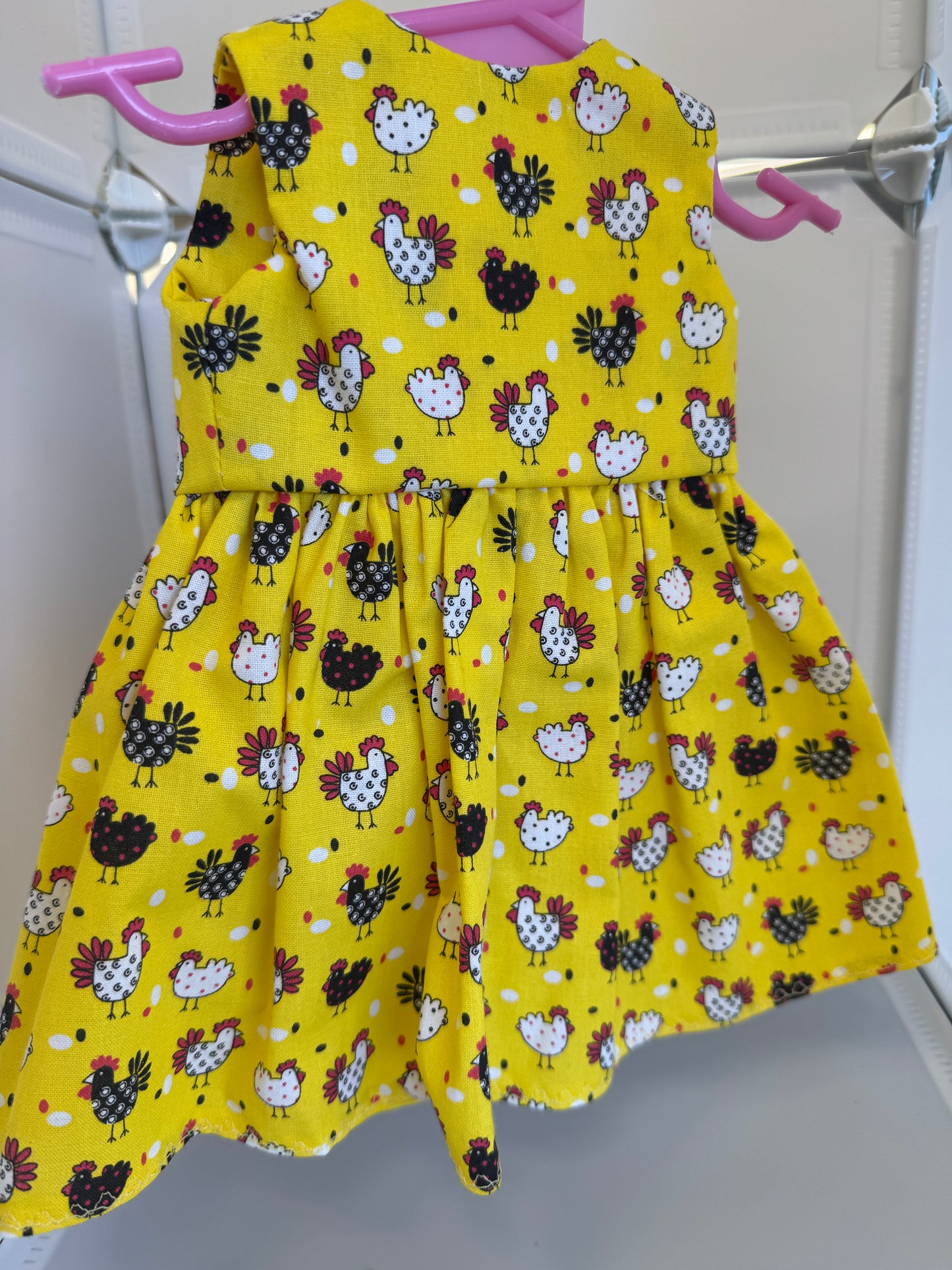 Handmade 18" Doll Clothes – Yellow Chicken Dress w/ Bow