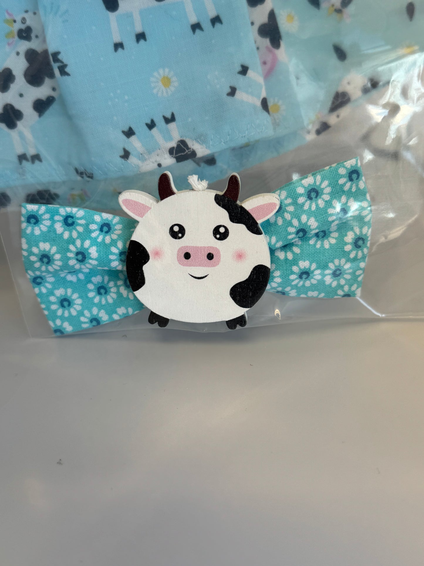 Handmade 18" Doll Clothes – Blue Cow Dress w/ Bow