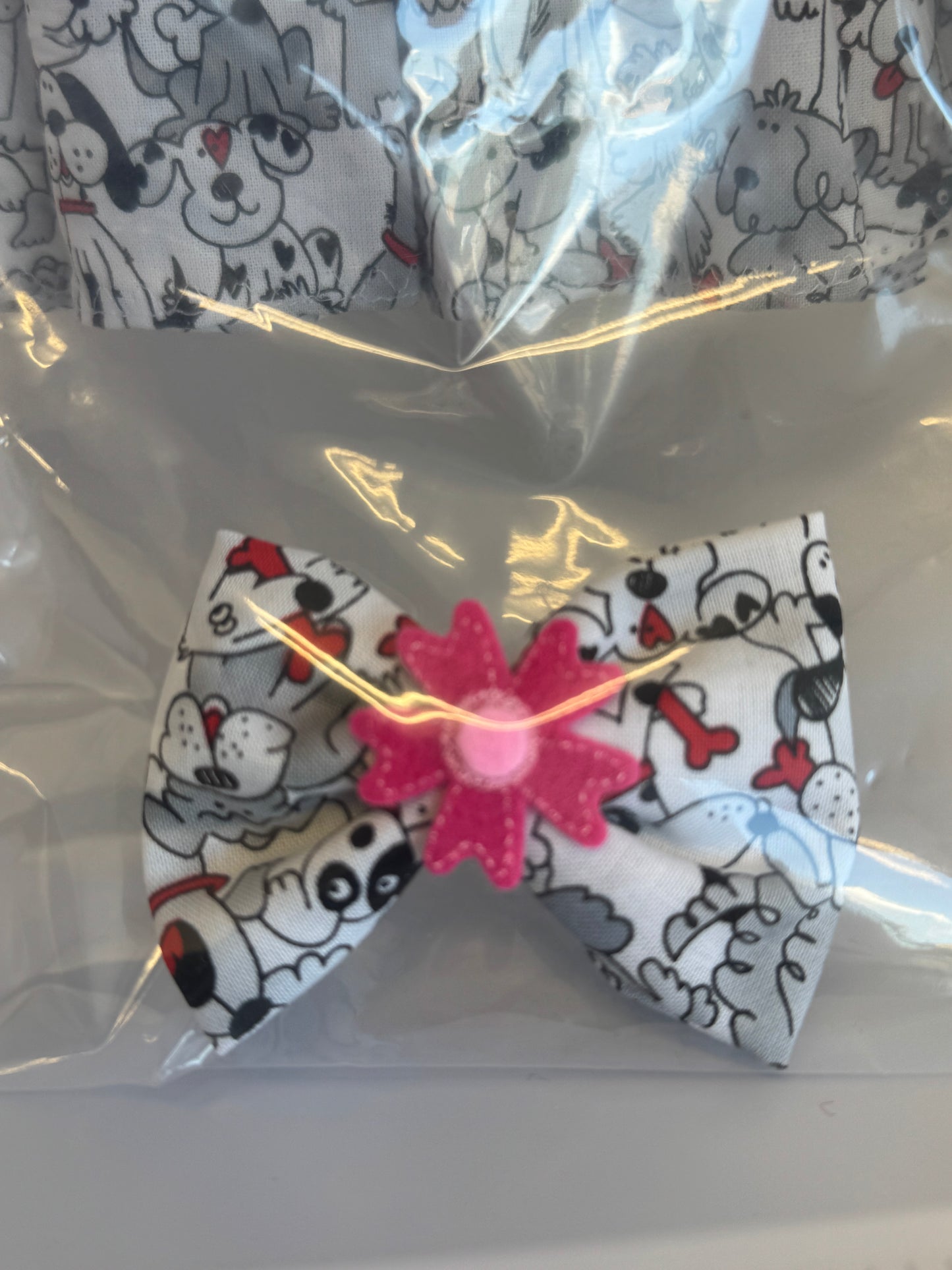 Handmade 18" Doll Clothes – Black, White & Red Dog Dress w/ Bow