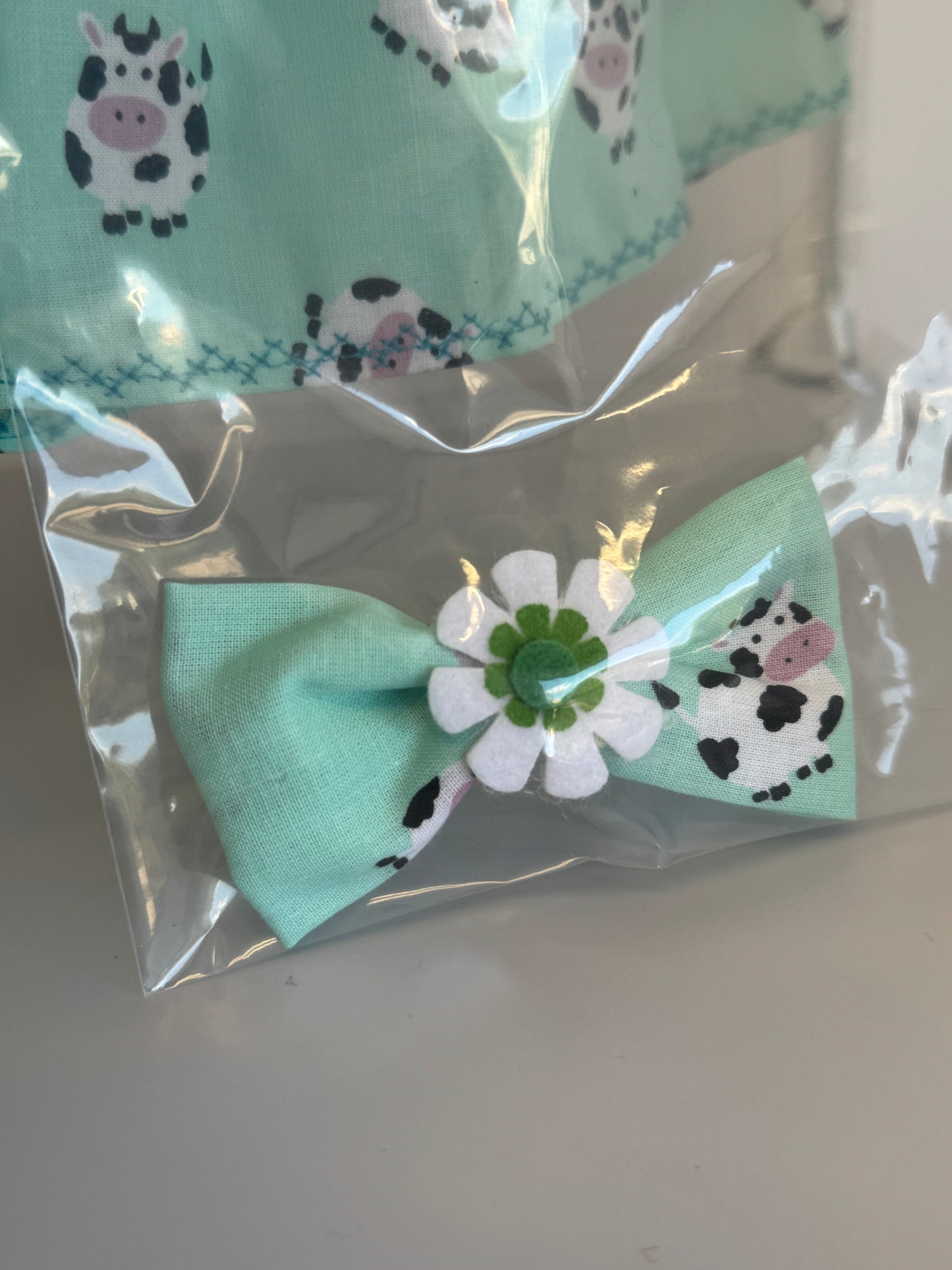 Handmade 18" Doll Clothes – Teal Cow Dress w/ Bow