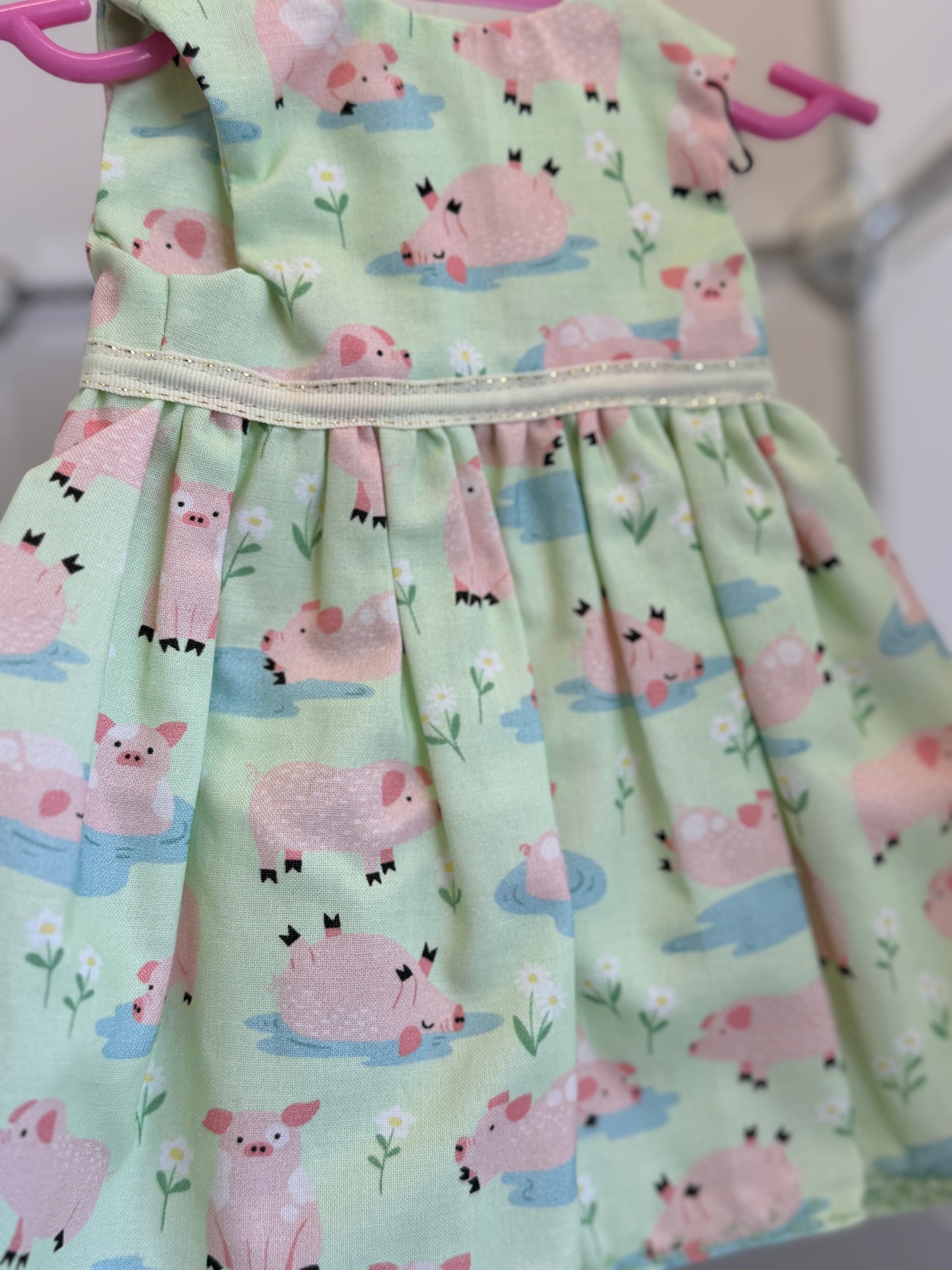 Handmade 18" Doll Clothes – Pig Dress w/ Bow