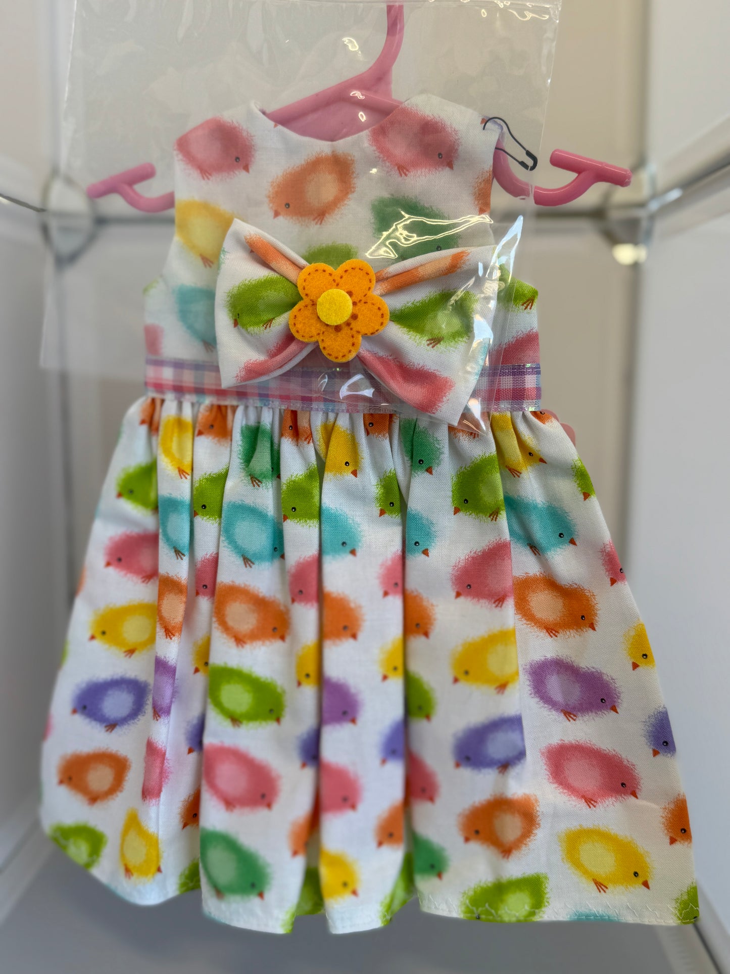 Handmade 18" Doll Clothes – Chicks Dress w/ Bow