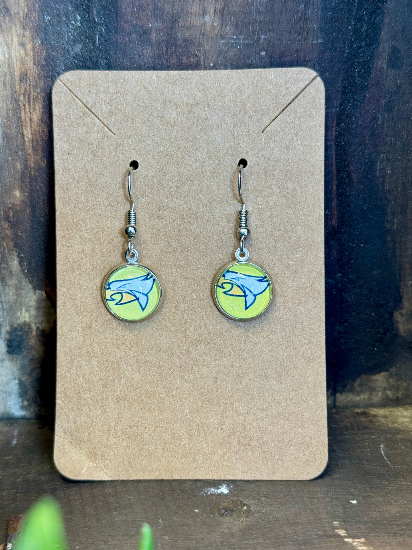 Handmade Aluminum & Glass Earrings - Hudsonville Eagles