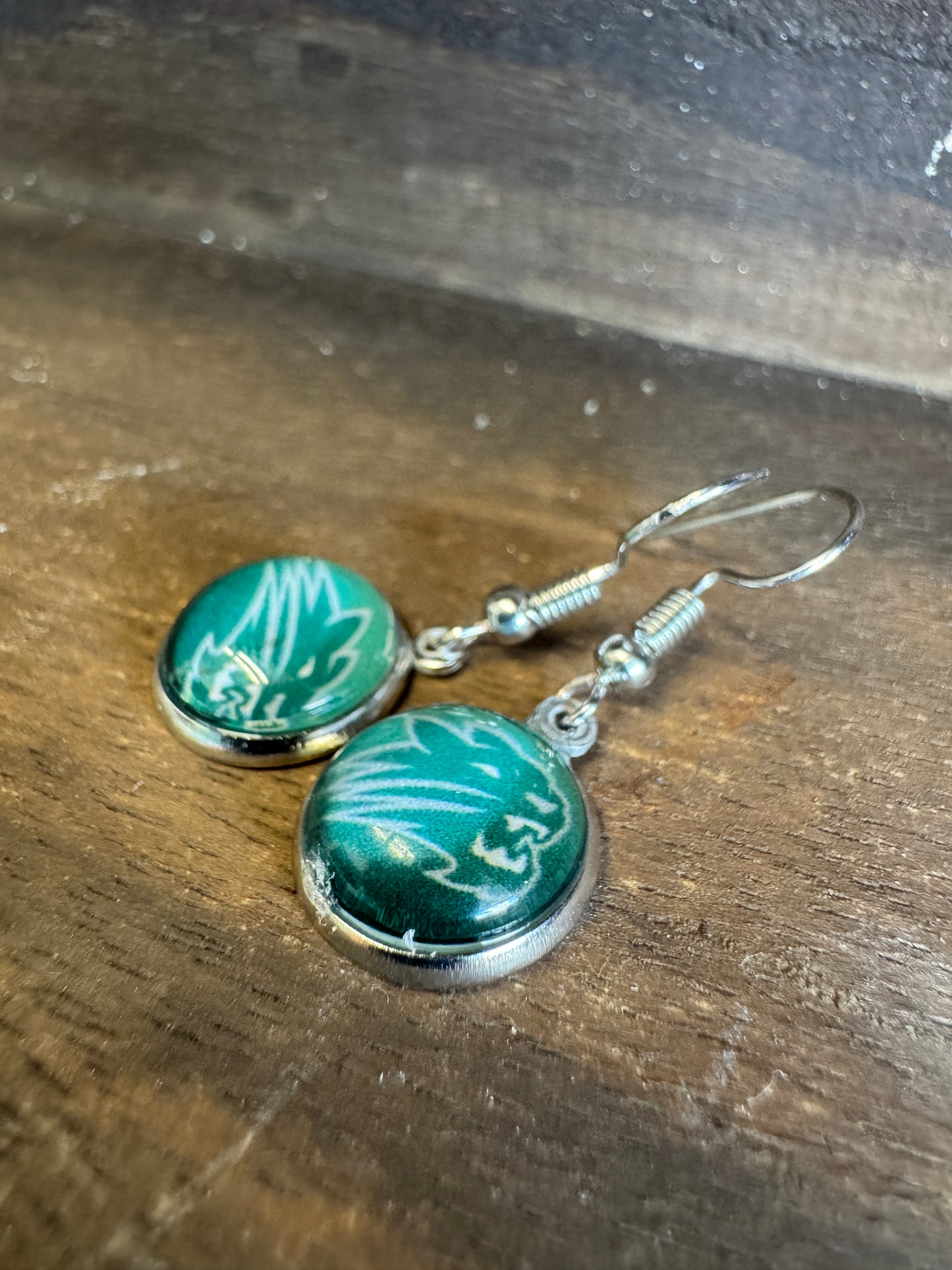 Handmade Aluminum & Glass Earrings - Jenison Wildcats