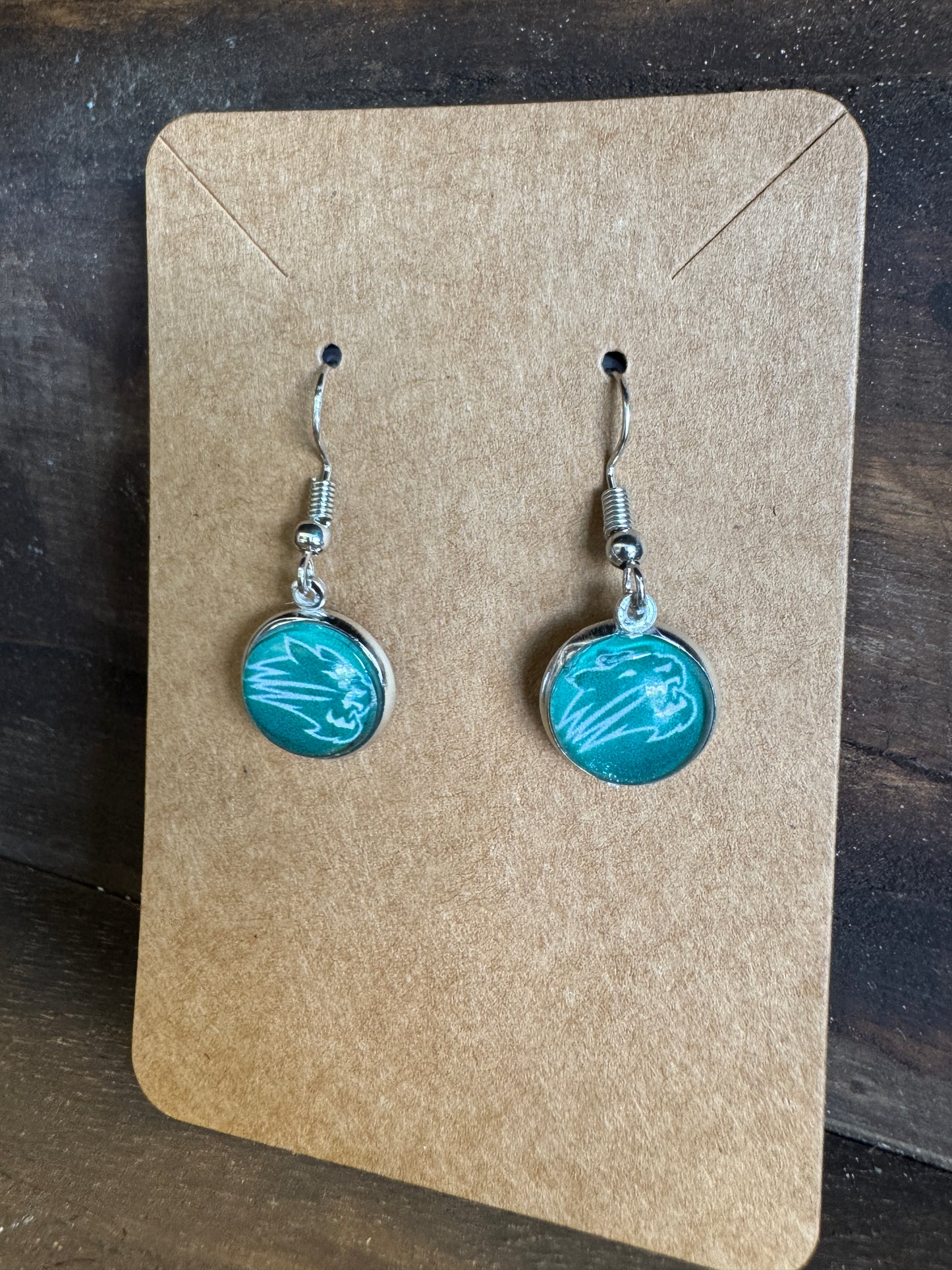 Handmade Aluminum & Glass Earrings - Jenison Wildcats