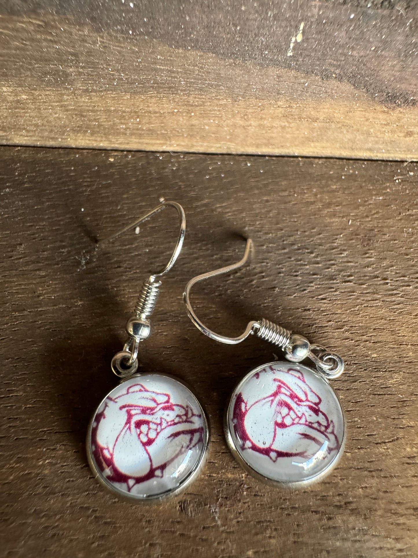 Handmade Aluminum & Glass Earrings - Grandville Bulldogs