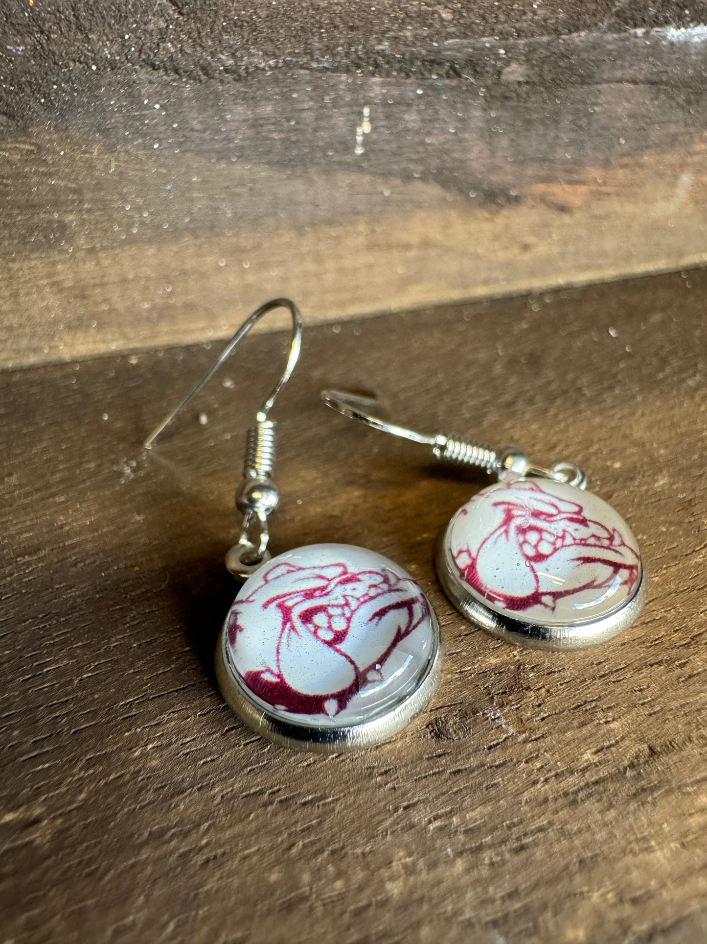 Handmade Aluminum & Glass Earrings - Grandville Bulldogs