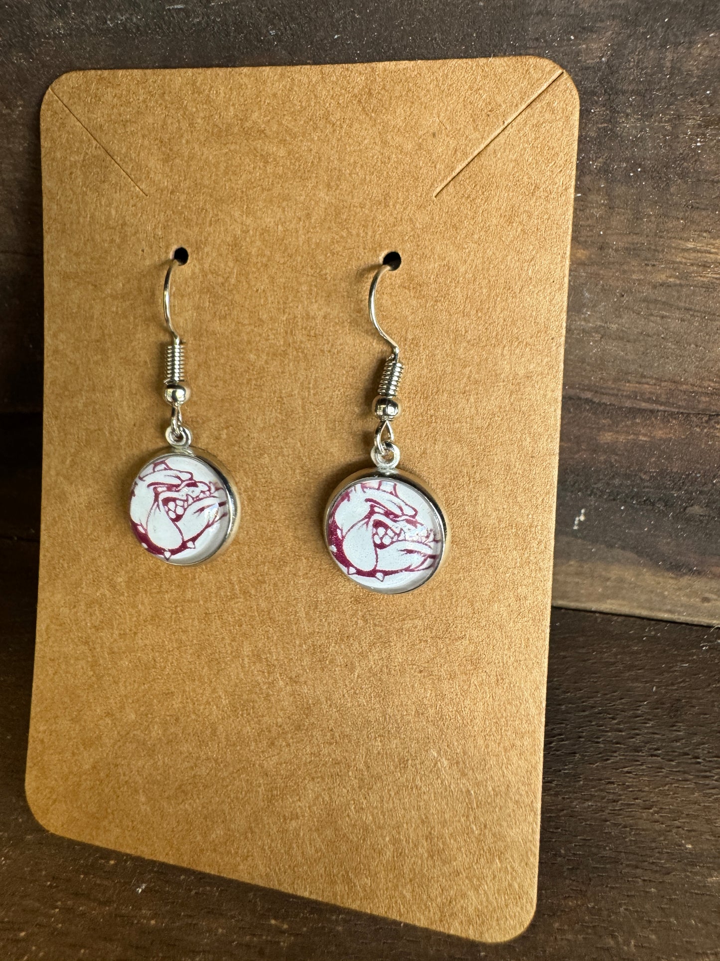 Handmade Aluminum & Glass Earrings - Grandville Bulldogs