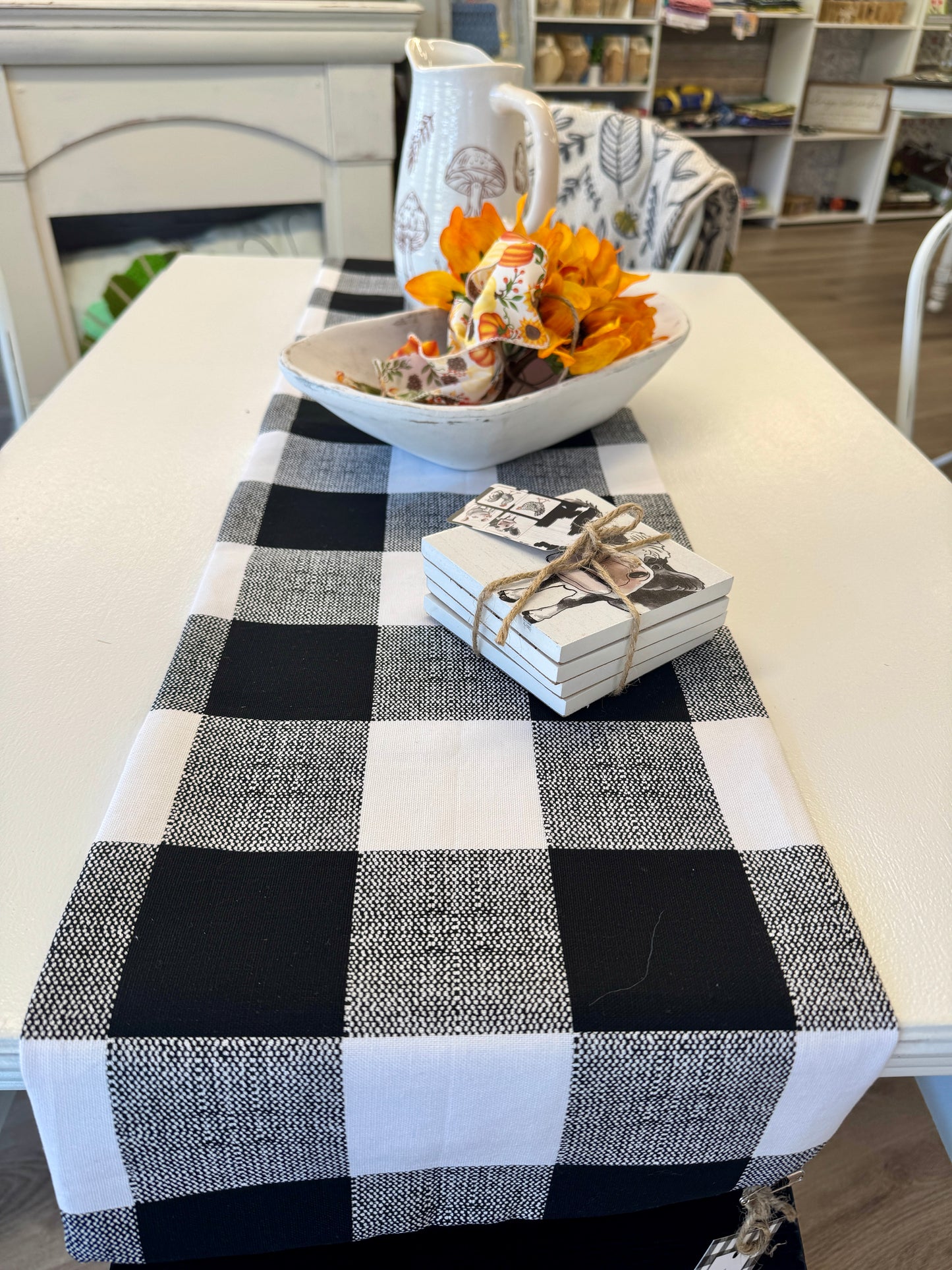 Table Runner - Black & White Checked