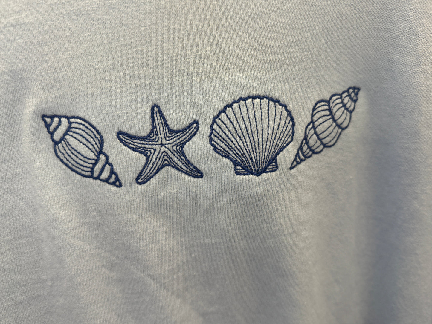 Locally Embroidered Graphic T-Shirt - Seashells Embroidered on t-Shirt