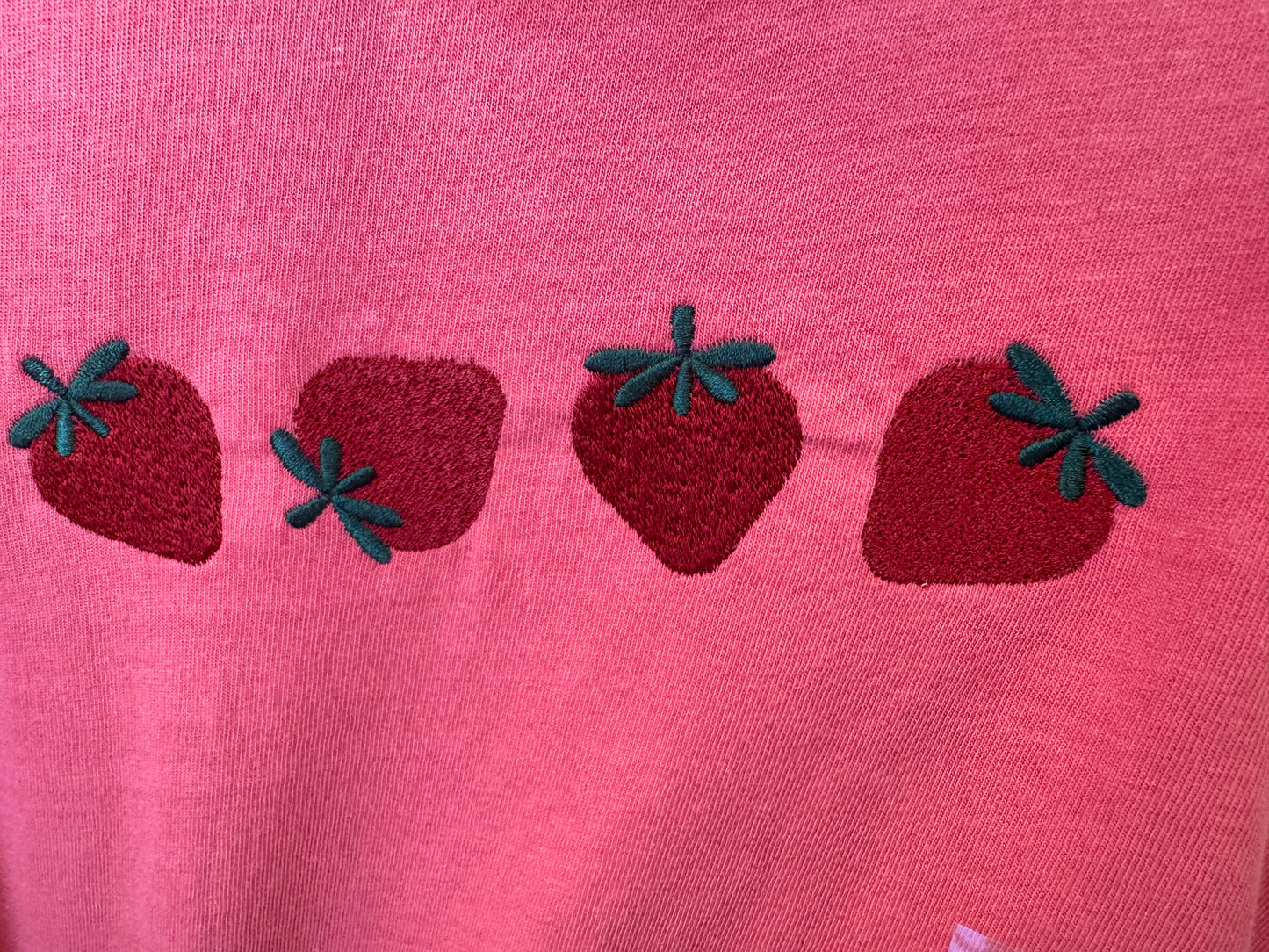 Locally Embroidered Graphic T-Shirt - Strawberries Embroidered on t-Shirt