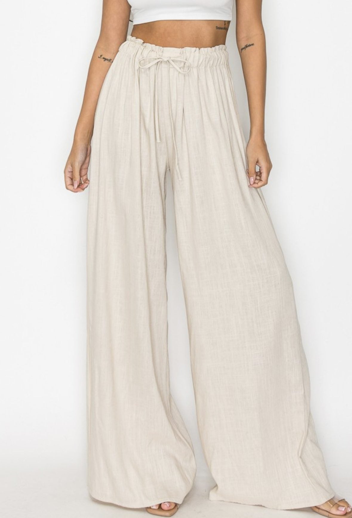 WIDE LEG LINEN PANTS