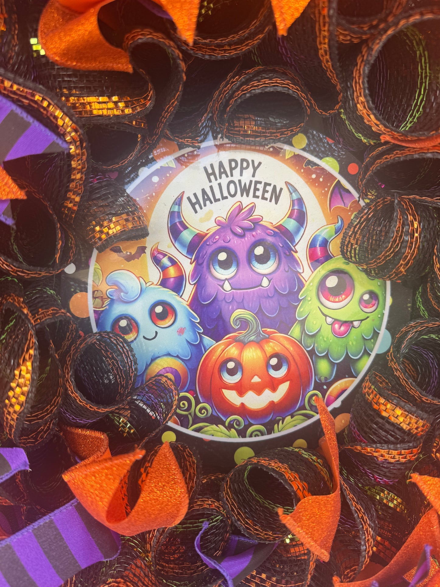 Handmade Deco Mesh Wreaths - Happy Halloween - Monsters