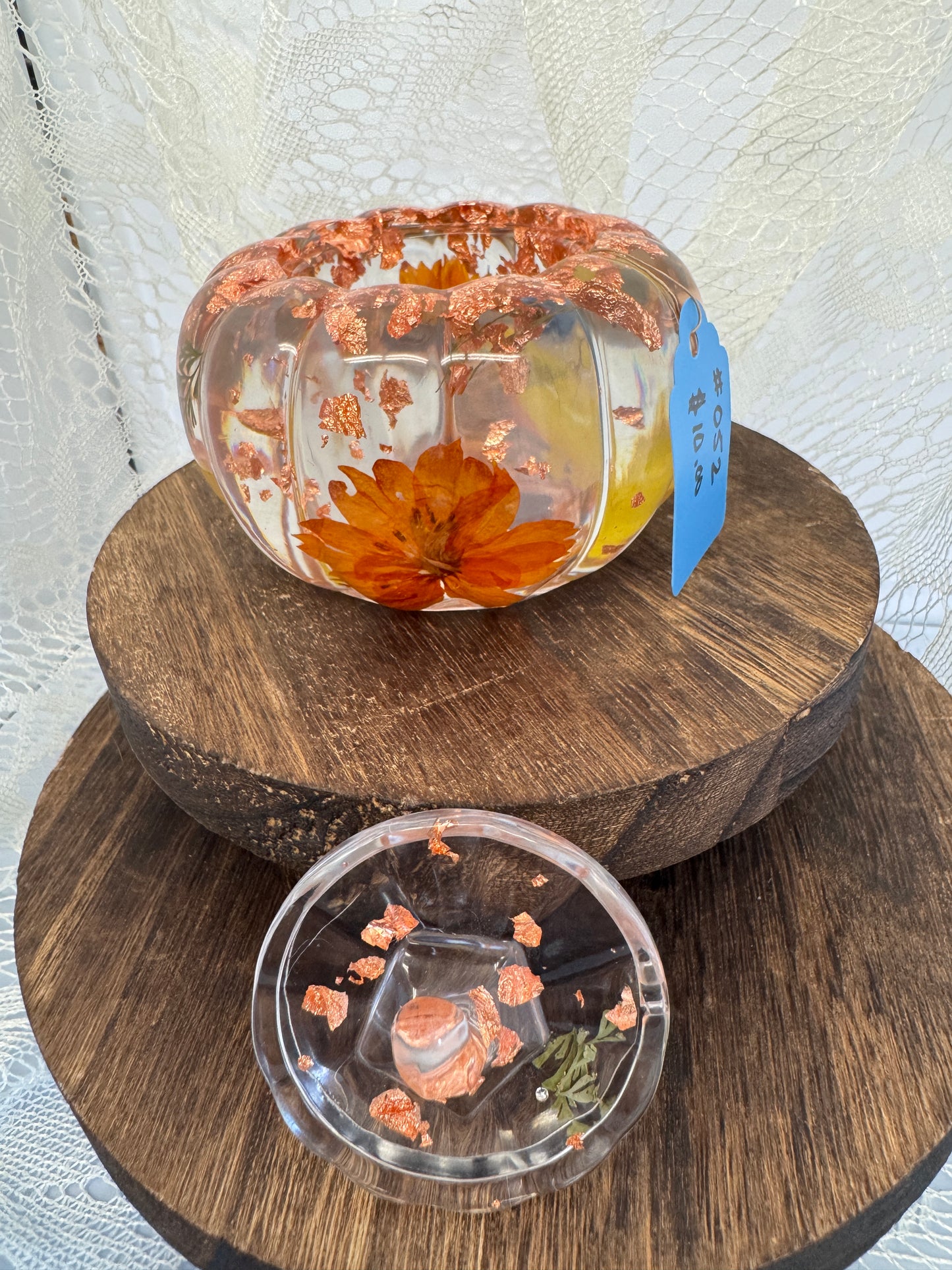 Hand-Poured Epoxy Resin Creations - Pumpkin Jar