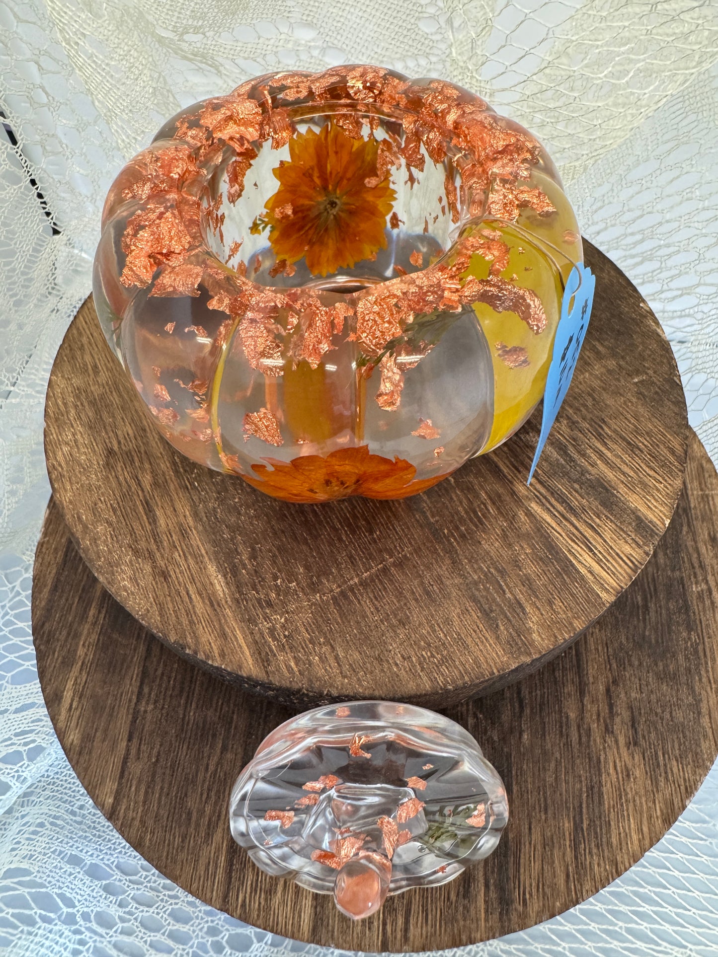 Hand-Poured Epoxy Resin Creations - Pumpkin Jar