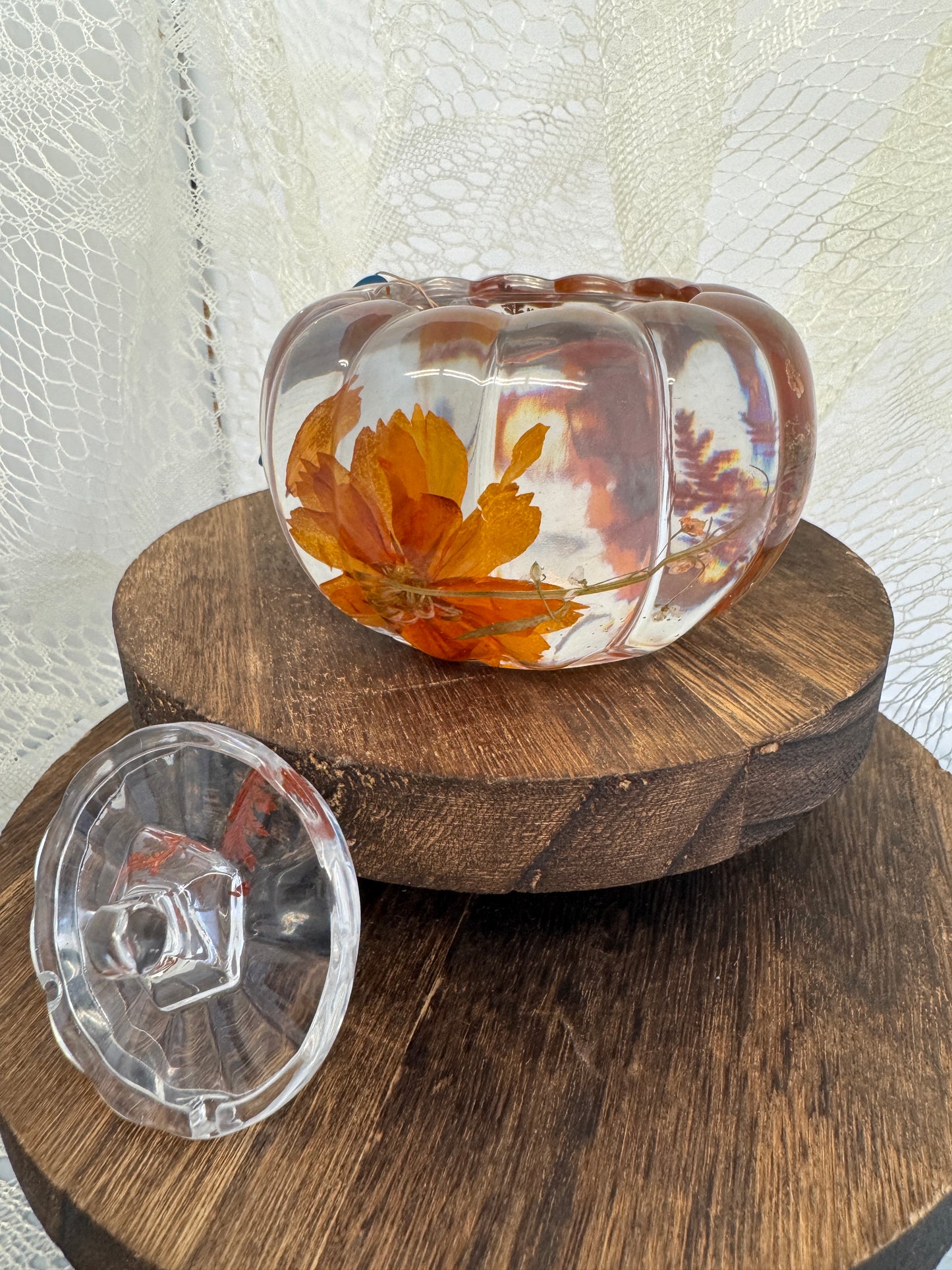Hand-Poured Epoxy Resin Creations - Pumpkin Jar