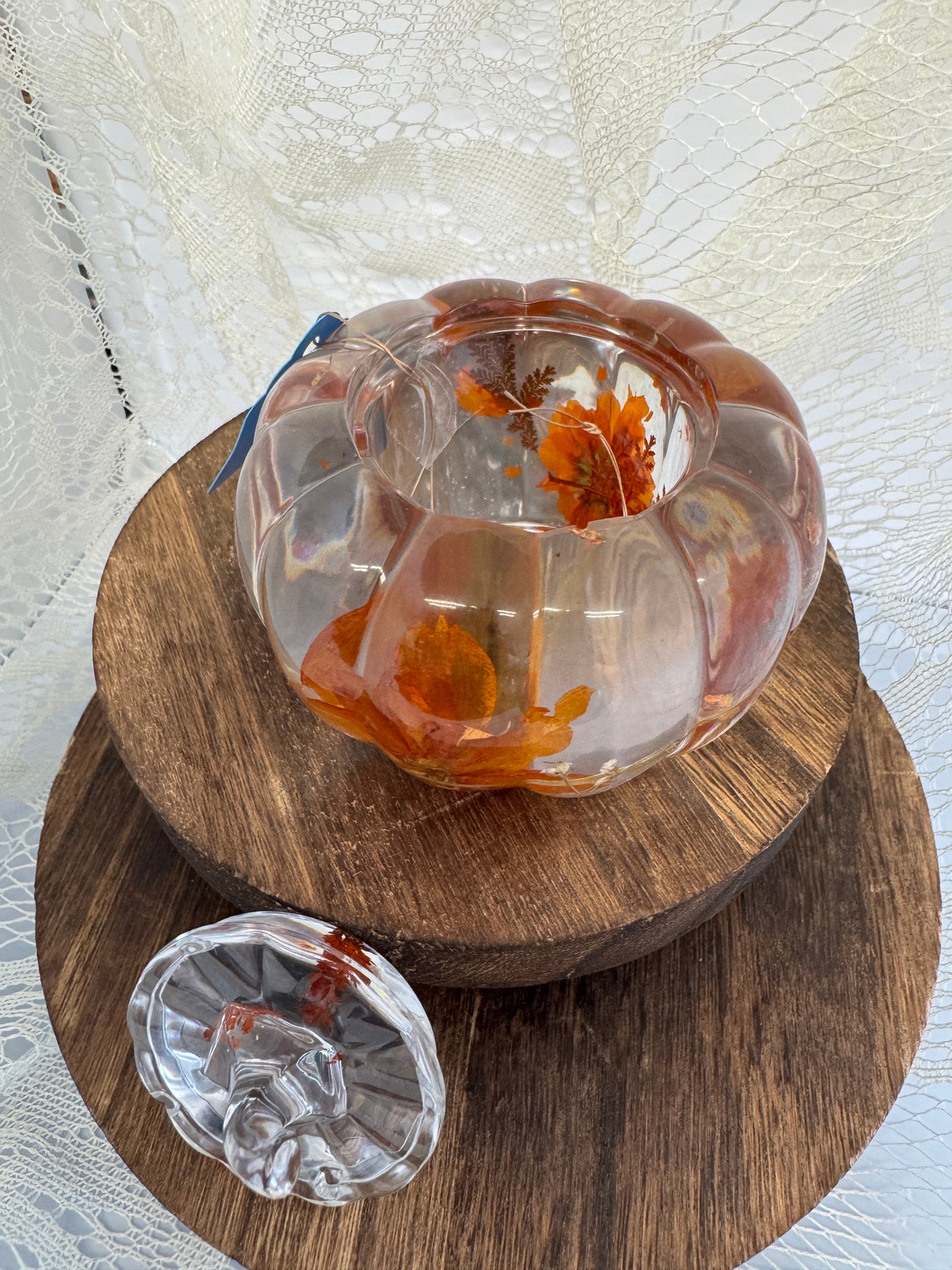 Hand-Poured Epoxy Resin Creations - Pumpkin Jar