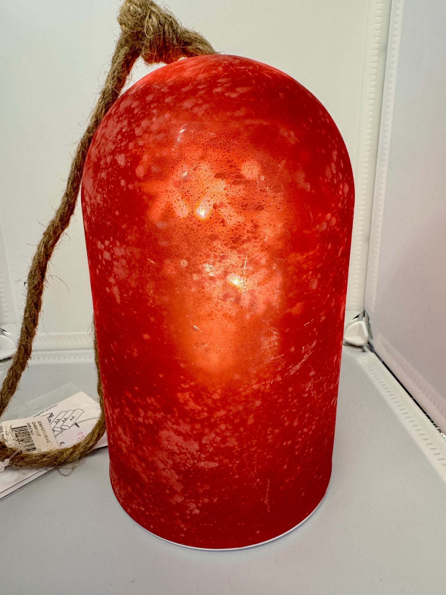 Red LED Bell Lantern with Rope Handle