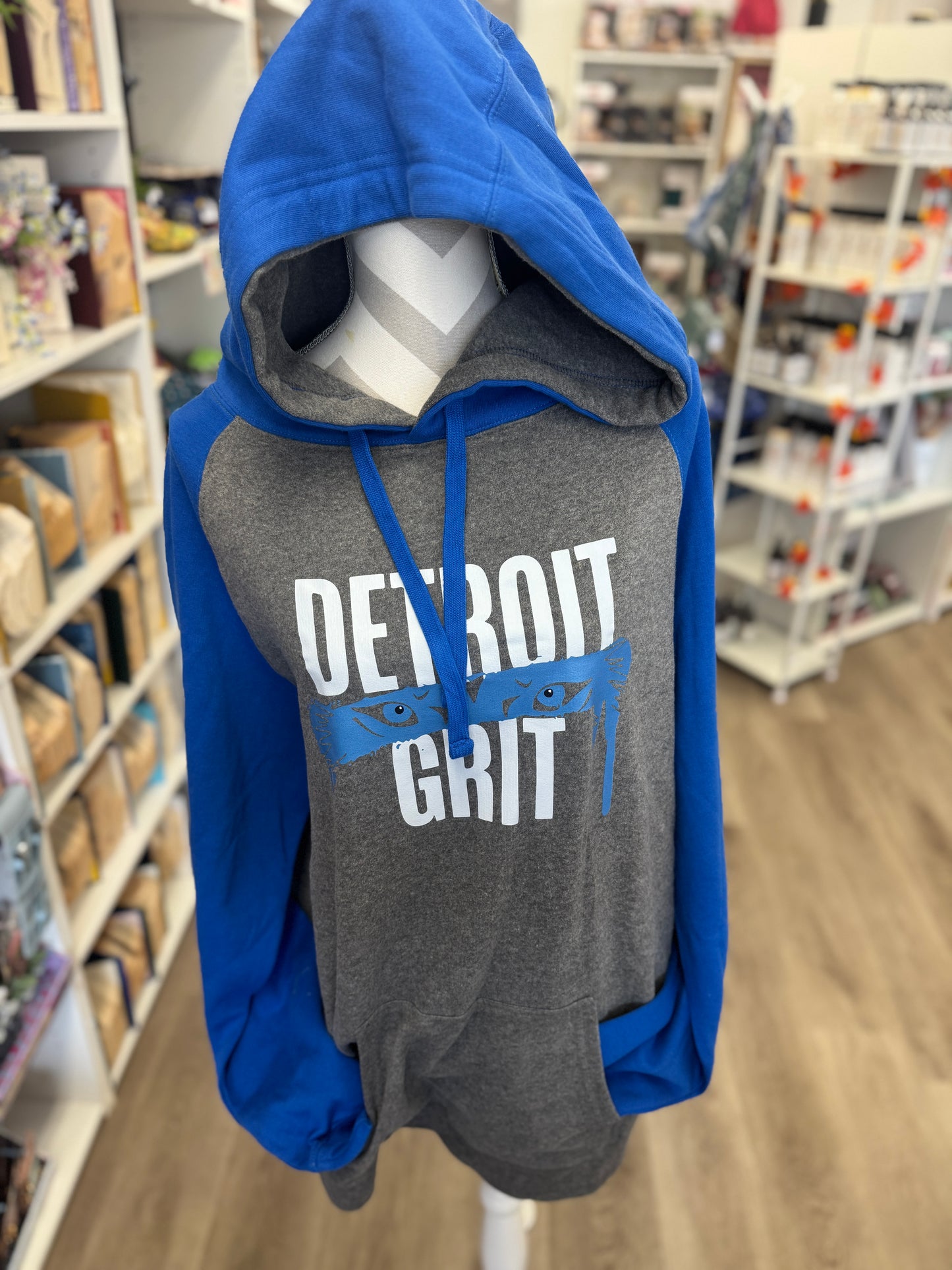 Detroit Grit Hoodie – Blue & Charcoal
