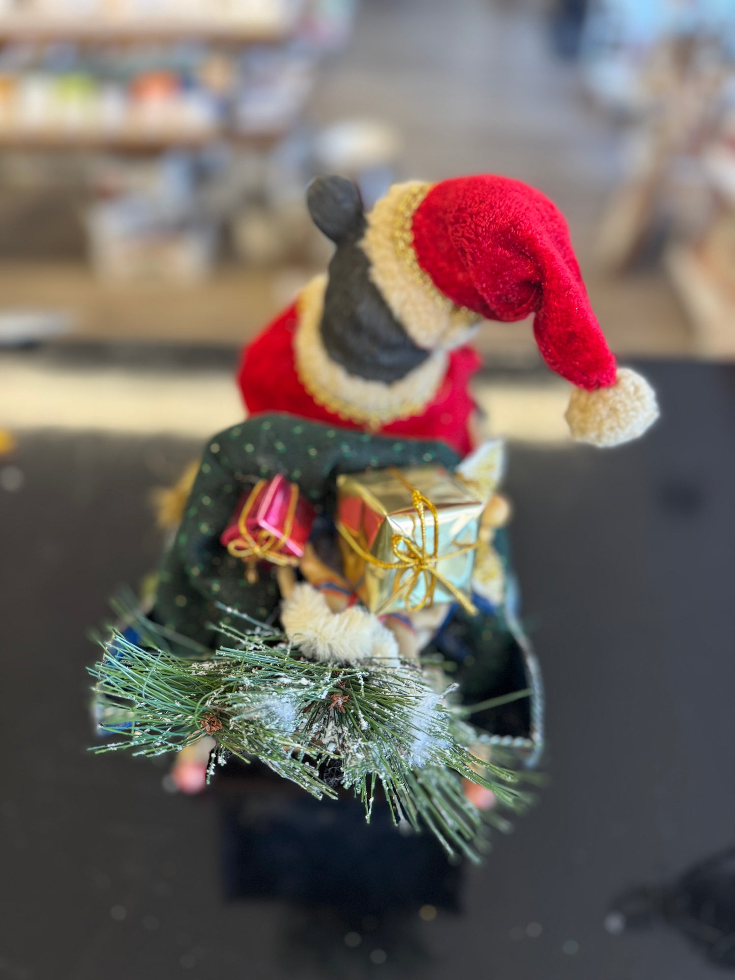 Santa Bear in Sleigh Figurine – Handcrafted Christmas Décor (16" x 13")