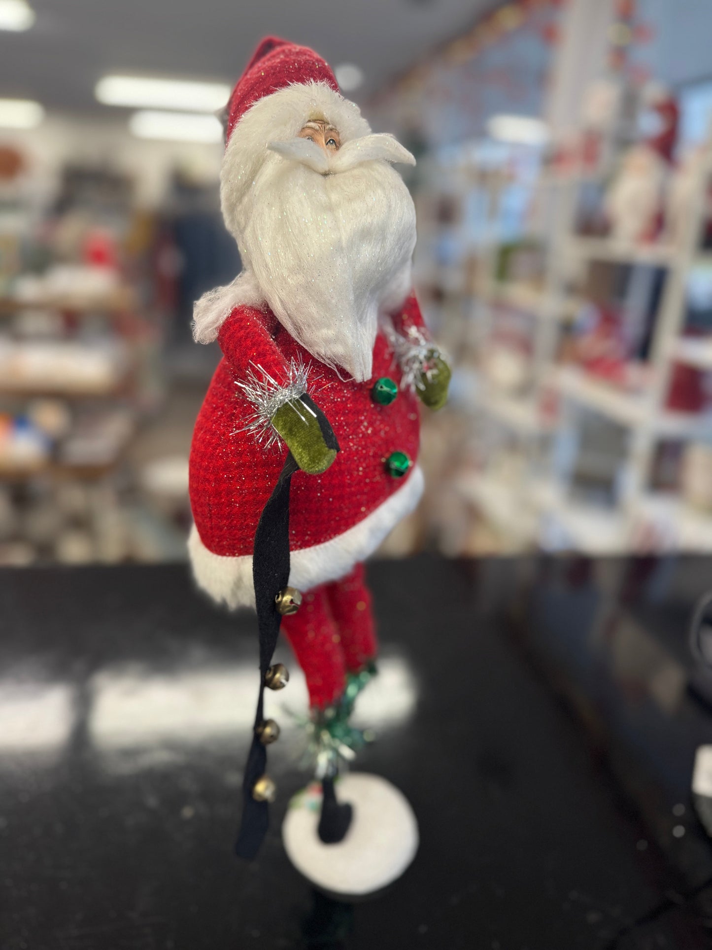 17" Tall Free-Standing Santa Claus with Bells – Christmas Decoration Figurine