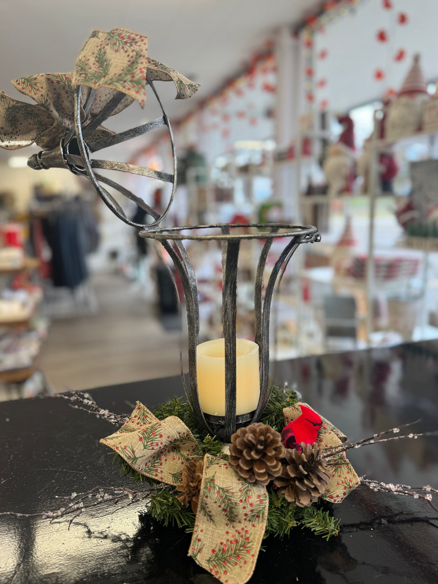 Decorative Christmas Lantern with Cardinal