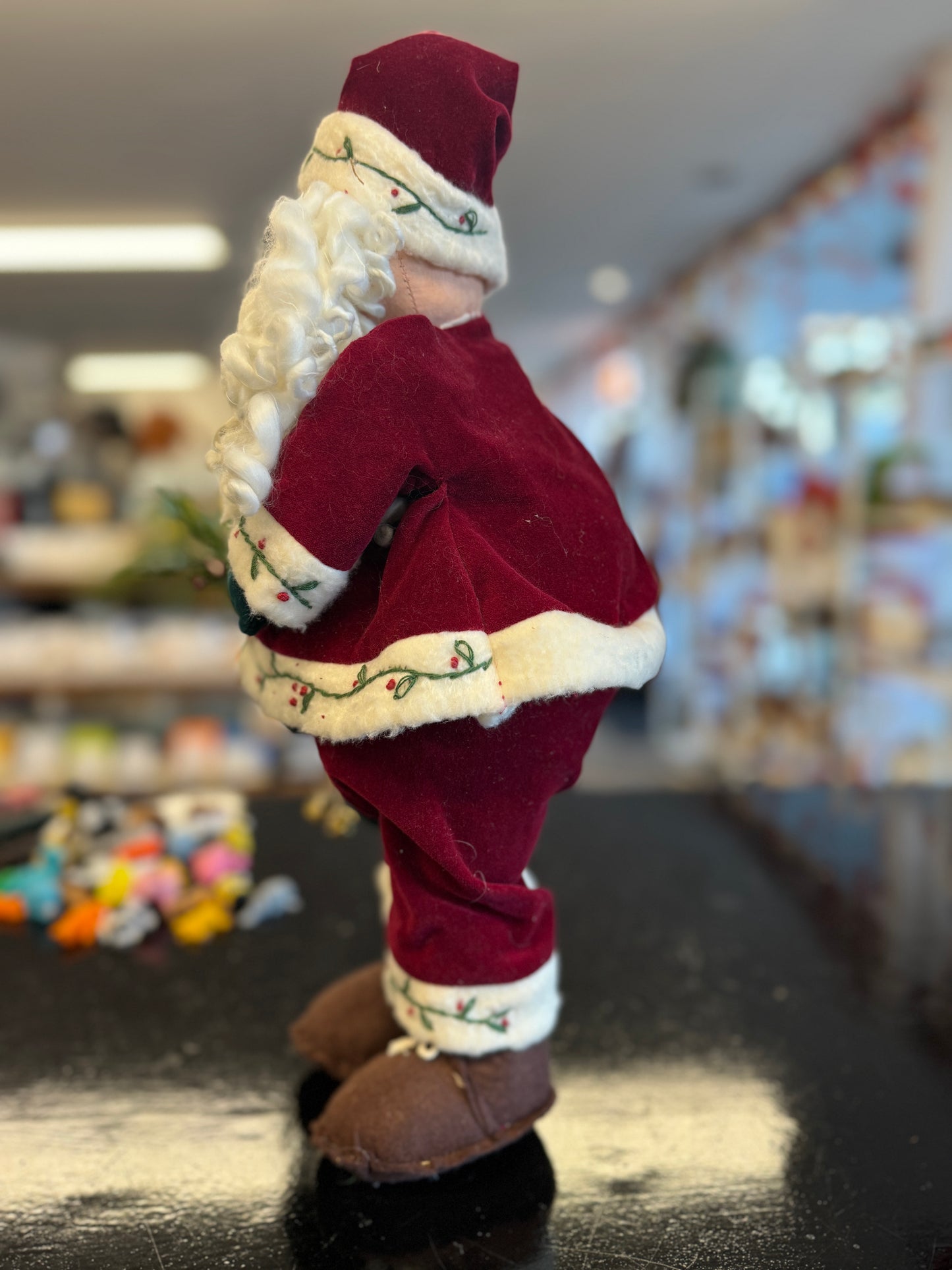 Plush Santa Claus Figurine with Gift Bag