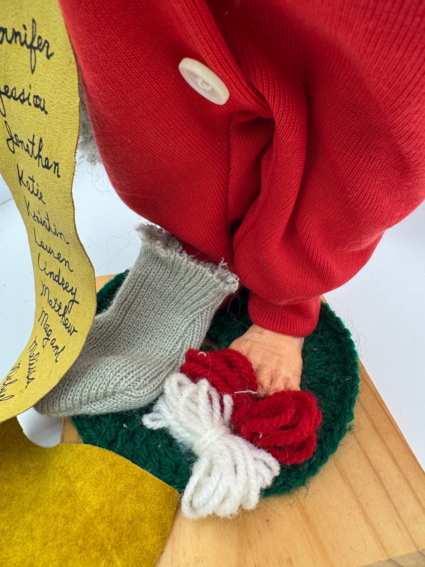 Karen Didion Crakewood Collection Santa with Teddy Bear & List Figurine – 12"