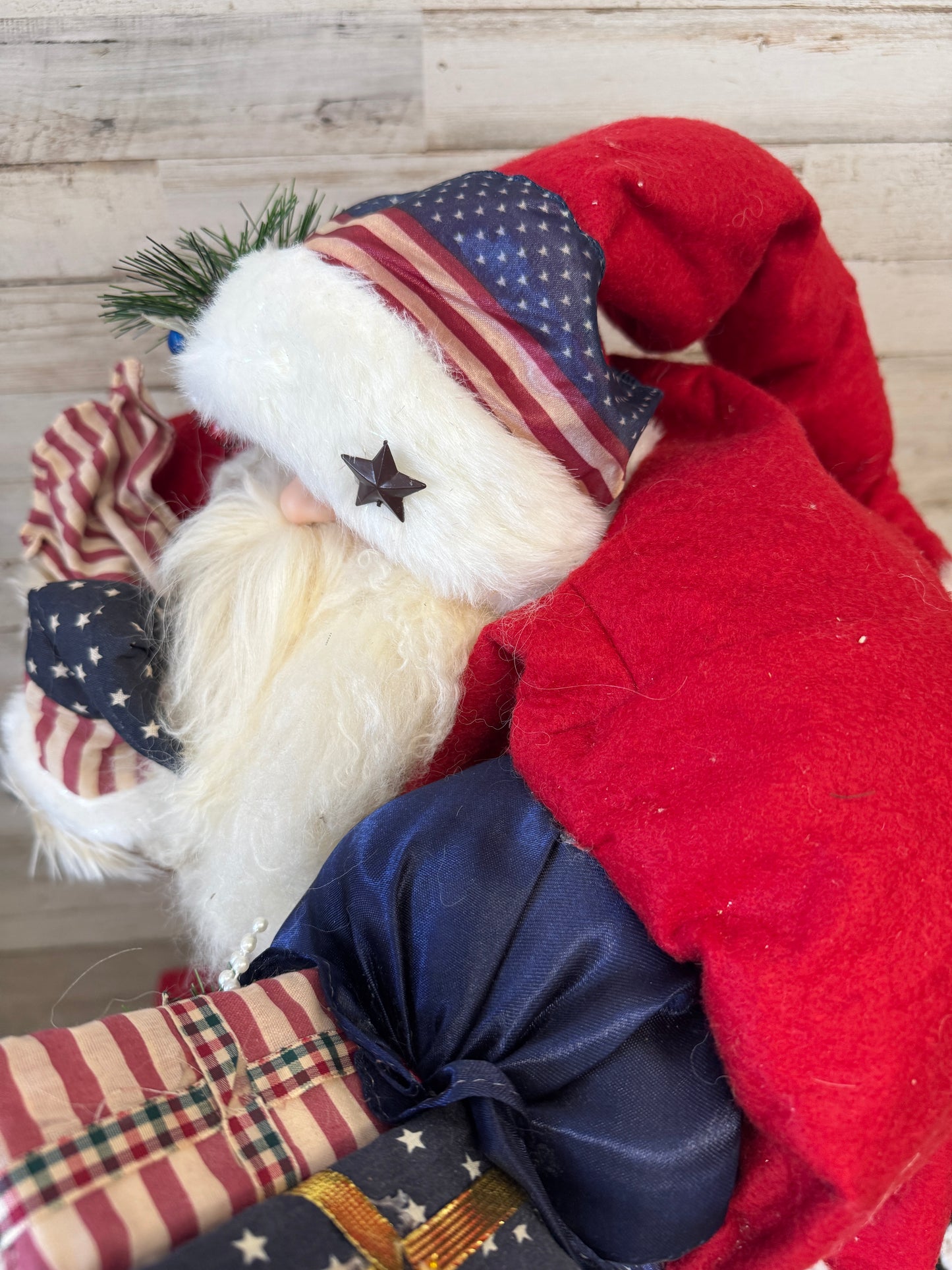 28" Patriotic Santa Figurine with American Flag