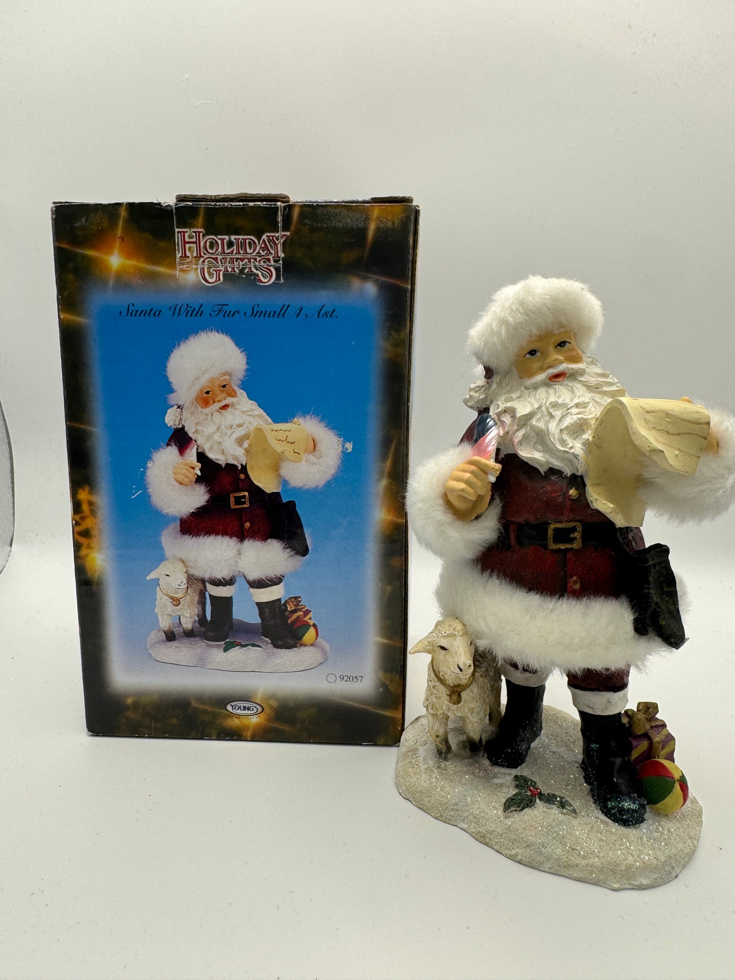 Young Inc. Santa Figurine with Scroll, Feather Pen, and Lamb