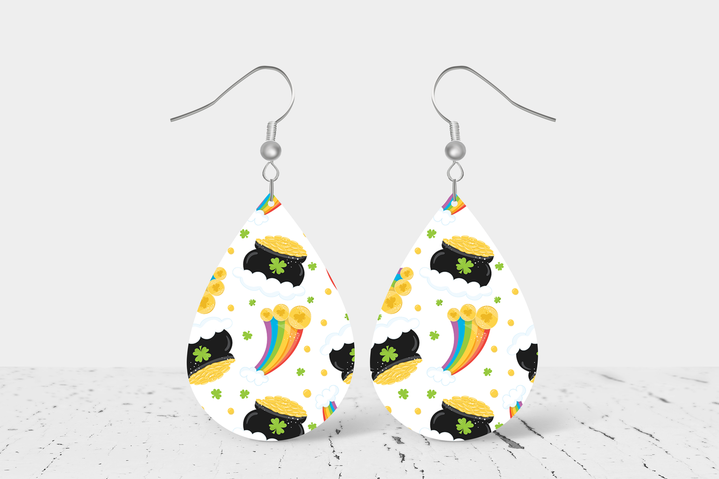 Teardrop Earrings (S1E) - St. Patricks Day Pot of Gold