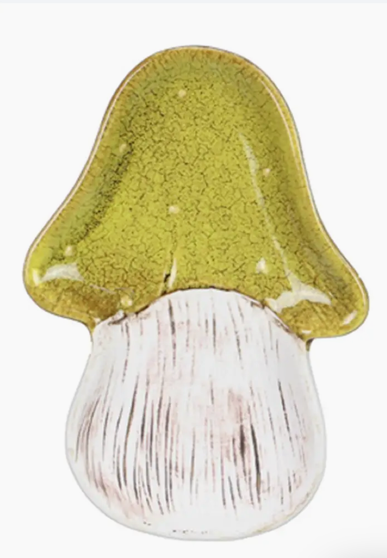 Ceramic Mushroom Trinket Dish - Yellowish