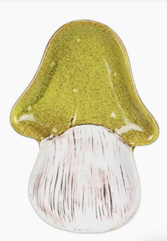 Ceramic Mushroom Trinket Dish - Yellowish