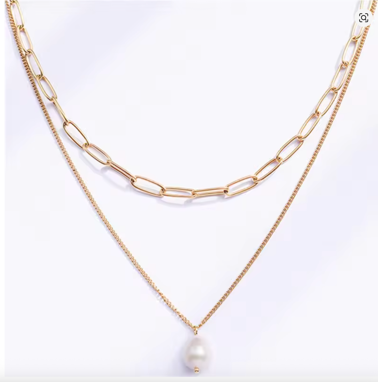 316L Stainless Steel New Fashion Fine Jewelry Minimalism 2-Layer Pearl Charm Chain Choker Necklaces Pendants For Women