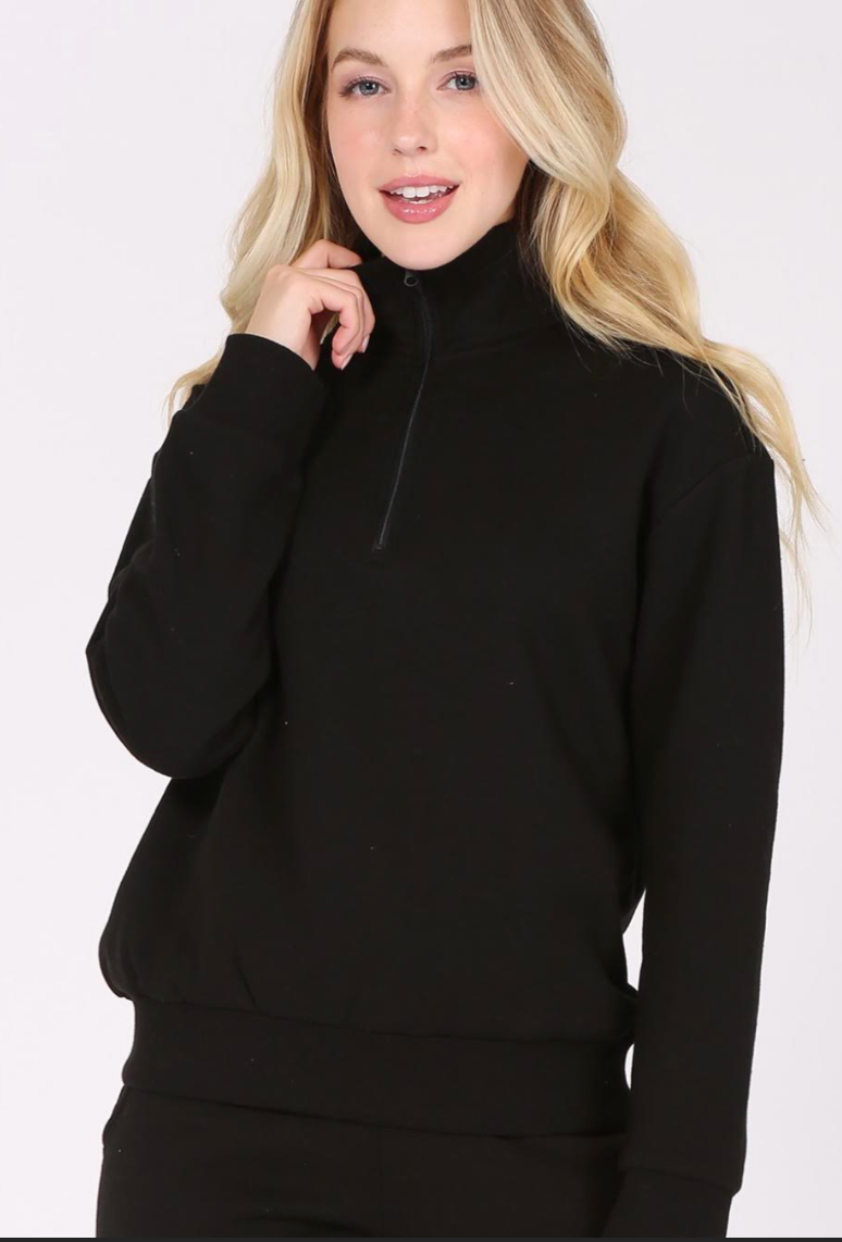 Quarter-Zip Fleece Pullover Sweatshirt