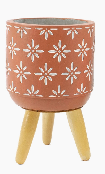 Apricot Boho Mini Planter - Floral