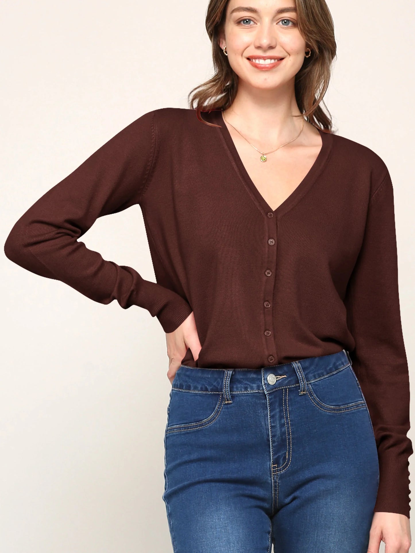 Women’s Keep It Classic V-Neck Cardigan – Style WSK780