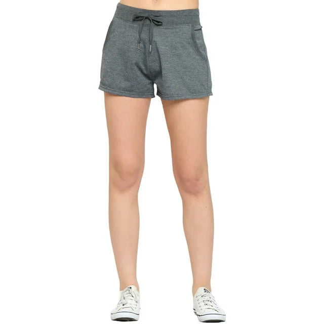 Women's Solid Casual Drawstring Pockets Short Pants - Dark Gray