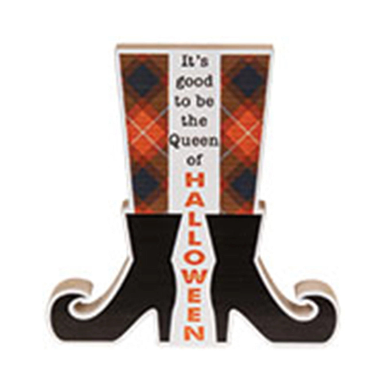 Queen of Halloween Witch Boots Shelf Sitter
