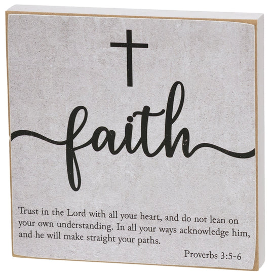 Faith Bible Verse Block Sign